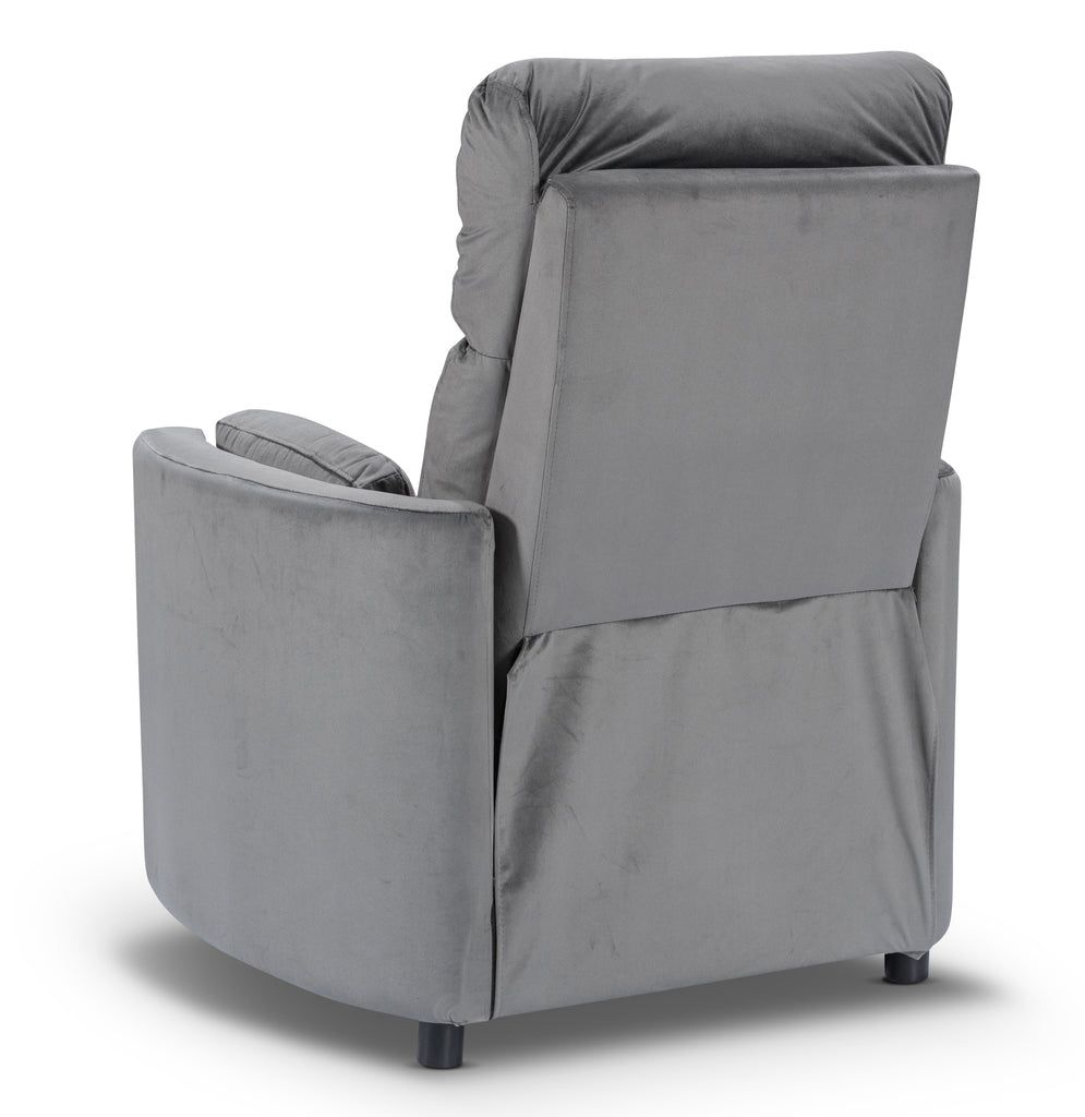 Velvet Dark Grey Margot Manual Recliner Chair Back Angle