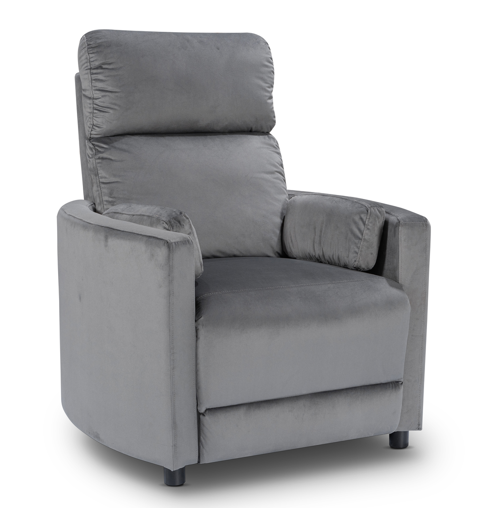 Velvet Dark Grey Margot Manual Recliner Chair Front Angle