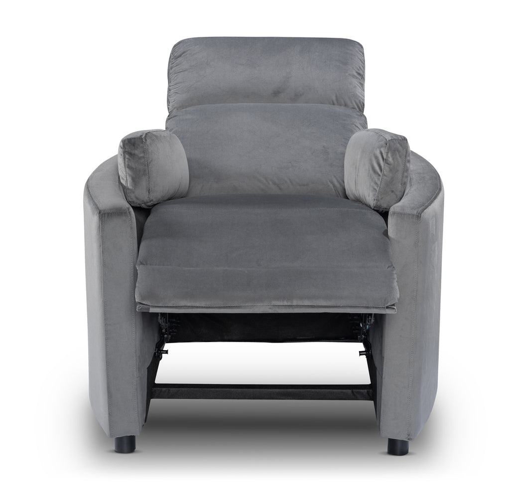 Velvet Dark Grey Margot Manual Recliner Chair Front Reclined