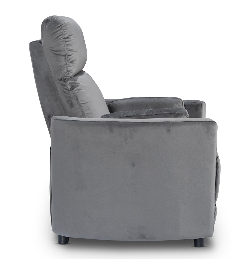 Velvet Dark Grey Margot Manual Recliner Chair Side