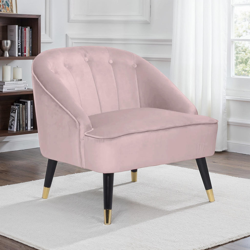Velvet Blush Pink Kensington Slipper Bedroom Accent Chair