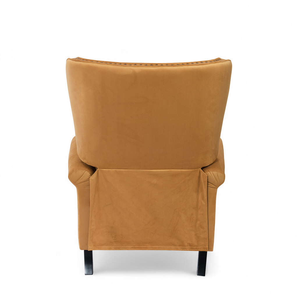 Velvet Gold Buttoned Carmona Wingback Recliner Chair Back