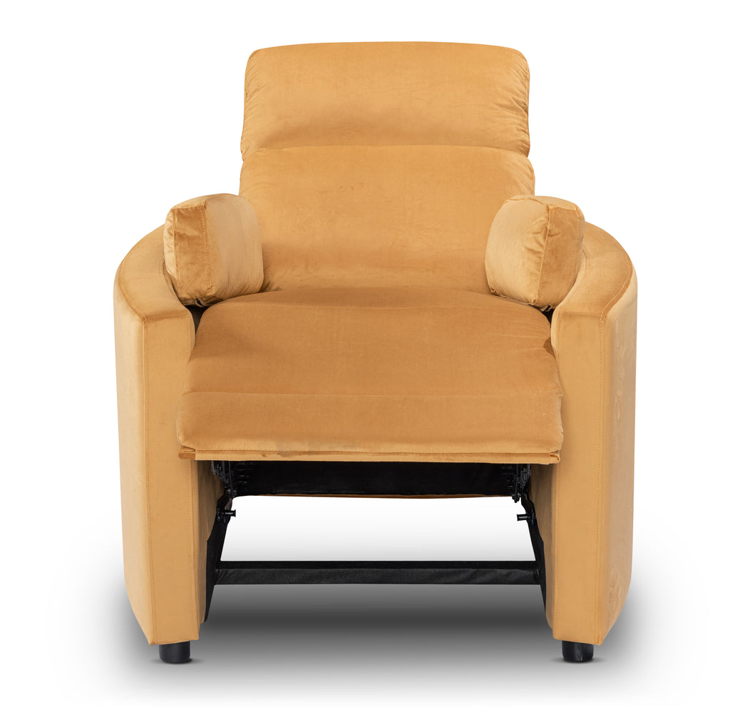 Velvet Gold Margot Manual Recliner Chair Front Reclined