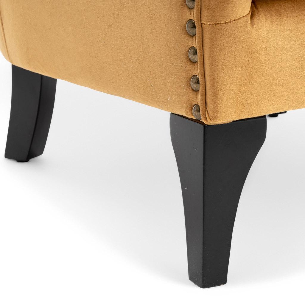 Velvet Gold Segovia Accent Chair wooden black legs