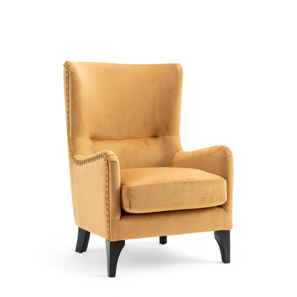 Velvet Gold Segovia Accent Chair Front Angle