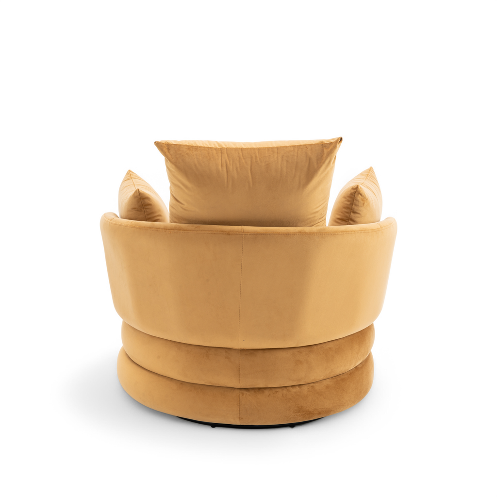 Velvet Gold Teri Accent Swivel Chair Back