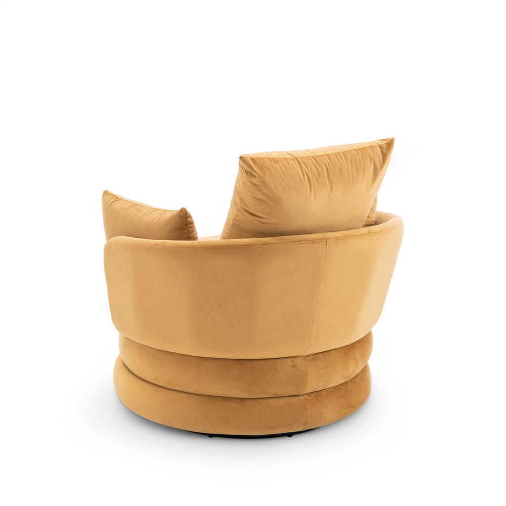 Velvet Gold Teri Accent Swivel Chair Back Angle