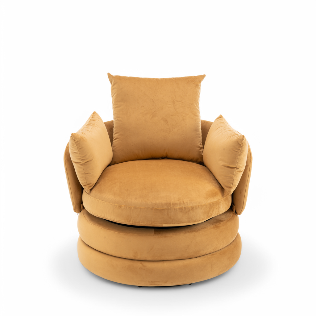 Velvet Gold Teri Accent Swivel Chair Front