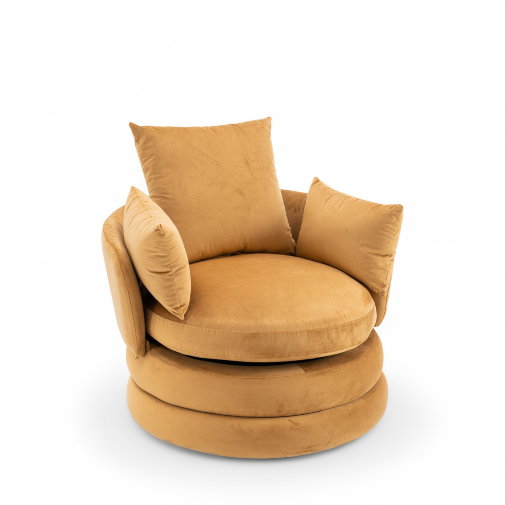 Velvet Gold Teri Accent Swivel Chair Front Angle