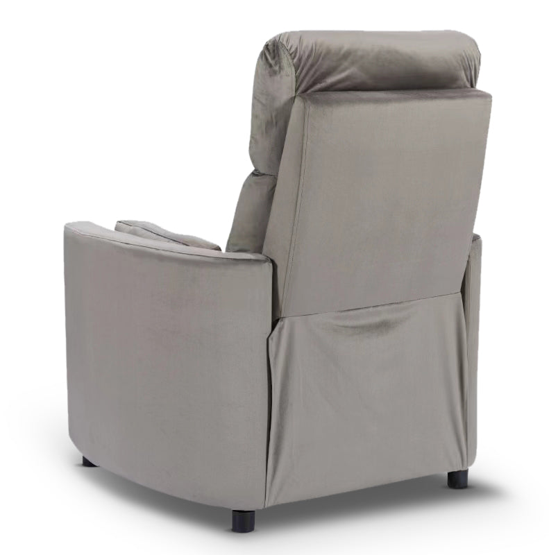 Velvet Light Grey Margot Manual Recliner Chair Back Angle