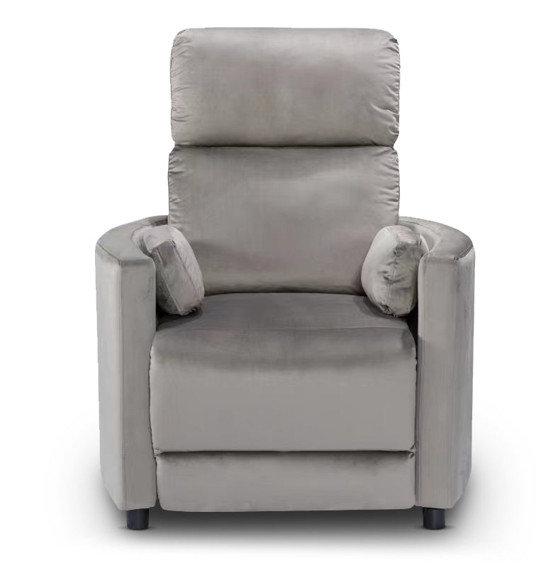 Velvet Light Grey Margot Manual Recliner Chair Front