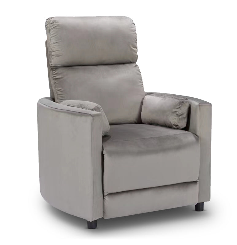 Velvet Light Grey Margot Manual Recliner Chair Front Angle