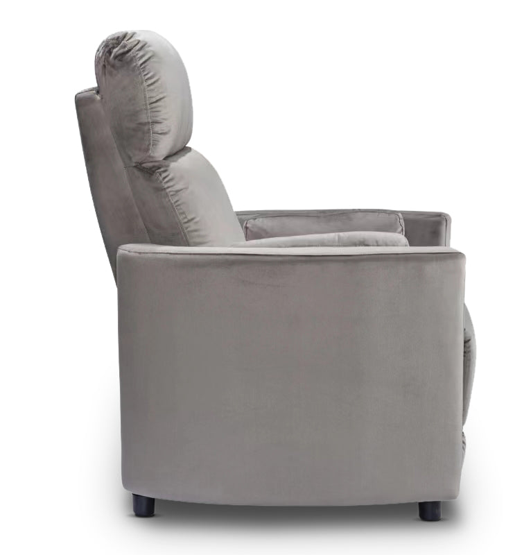 Velvet Light Grey Margot Manual Recliner Chair Side