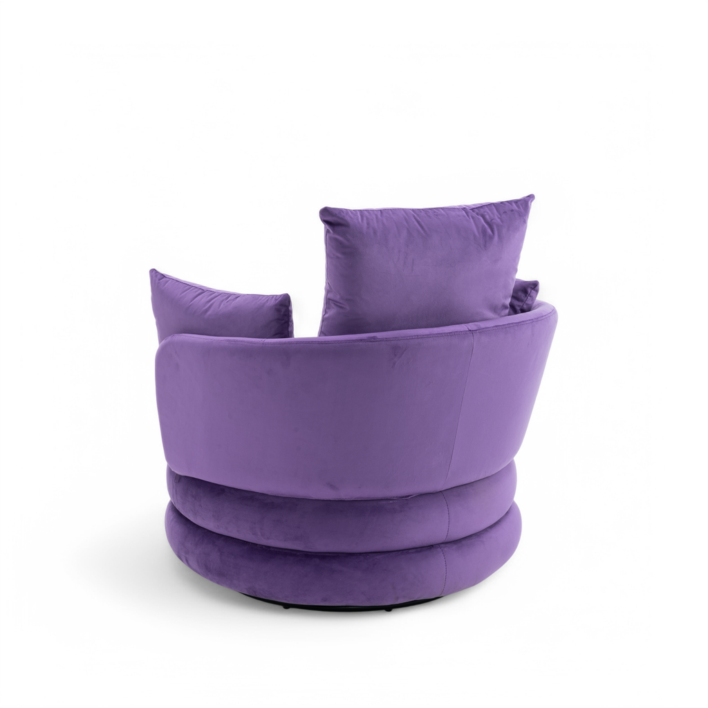 Velvet Purple Teri Accent Swivel Chair Back Angle
