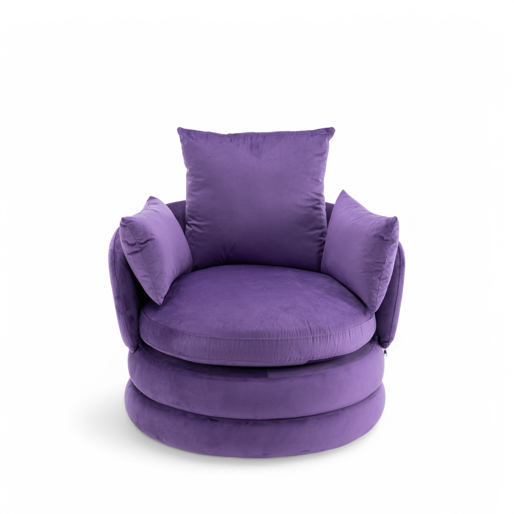 Velvet Purple Teri Accent Swivel Chair Front