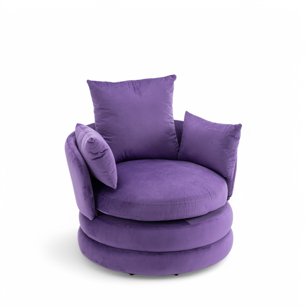 Velvet Purple Teri Accent Swivel Chair Front Angle