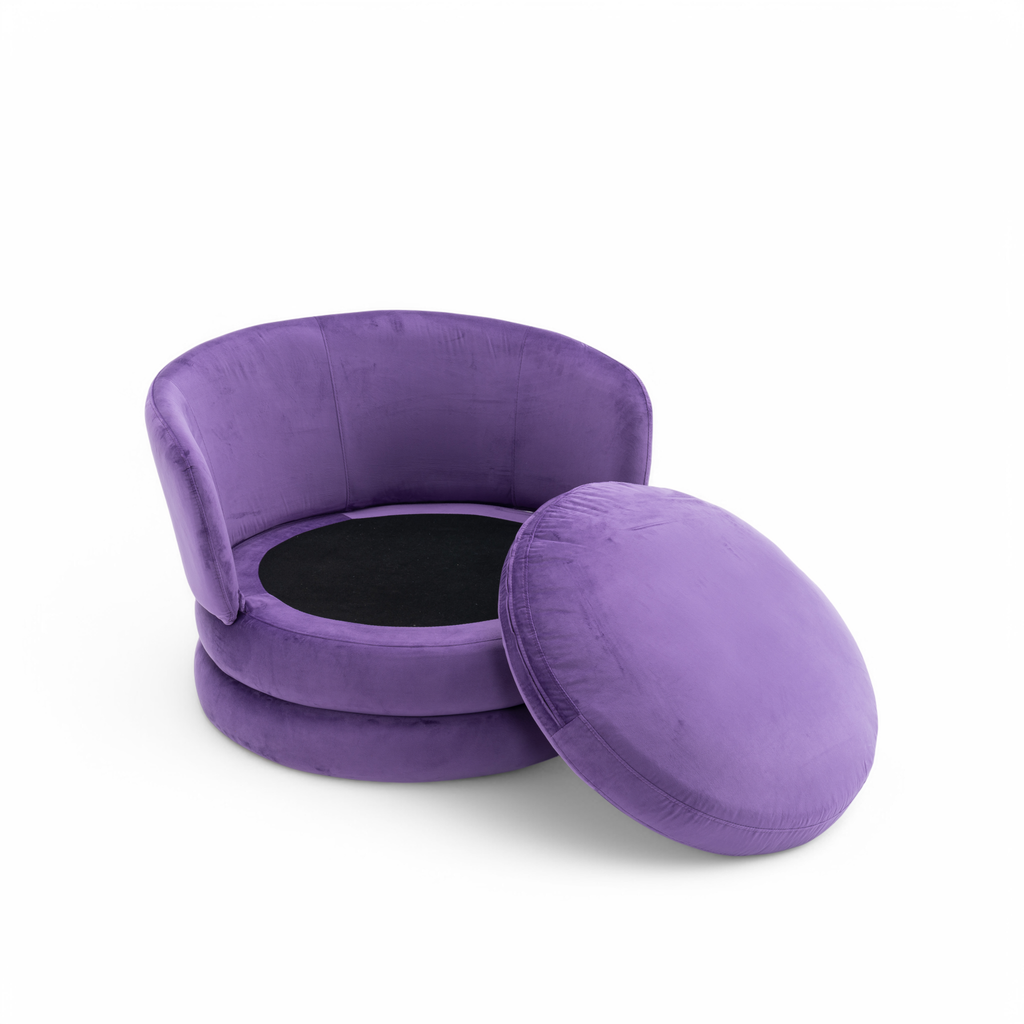 Velvet Purple Teri Accent Swivel Chair Seat Down