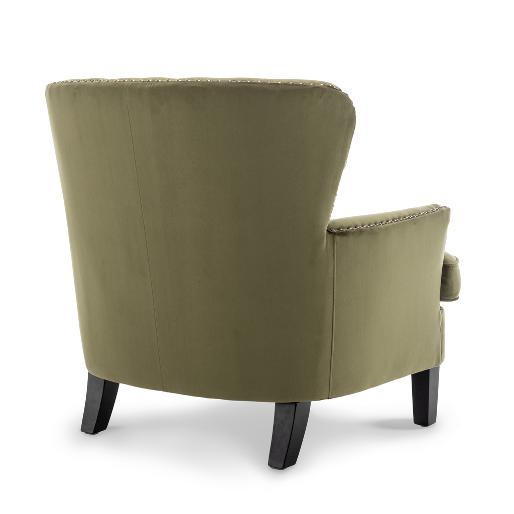 Velvet Sage Green Buttoned Ava Accent Chair