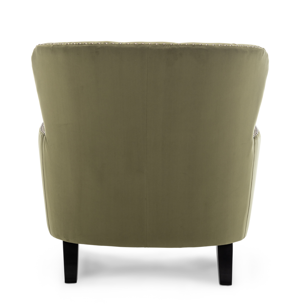 Velvet Sage Green Buttoned Ava Accent Chair