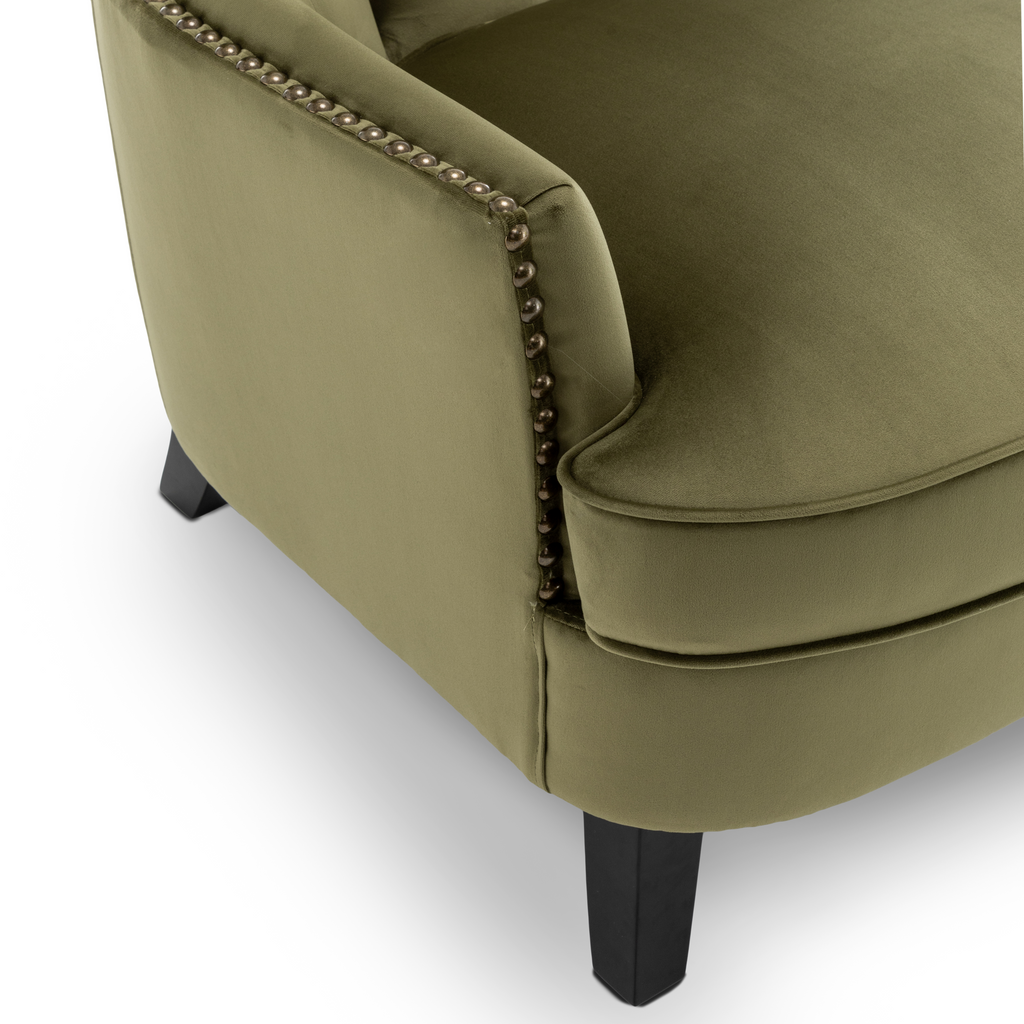 Velvet Sage Green Buttoned Ava Accent Chair