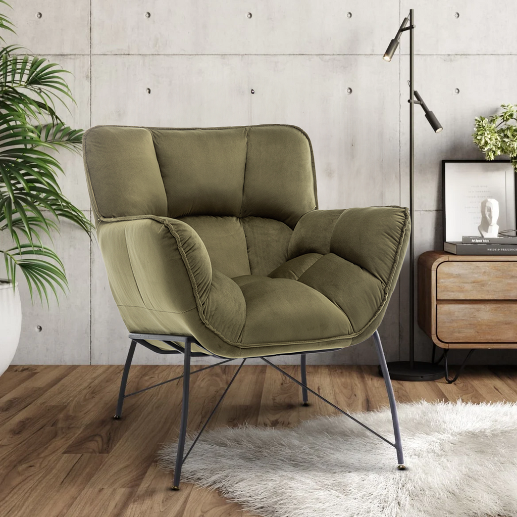 Velvet Sage Green Eliana Accent Chair Background