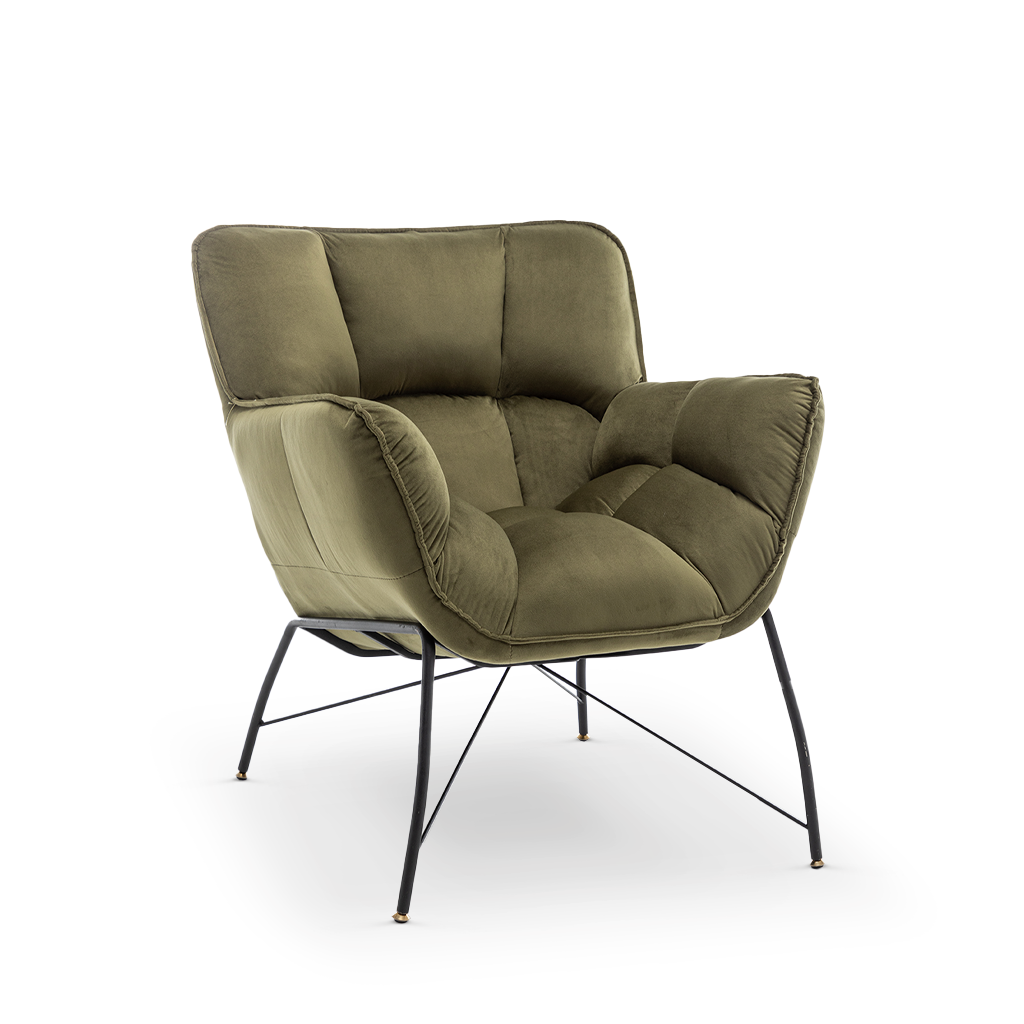 Velvet Sage Green Eliana Accent Chair Front Angle