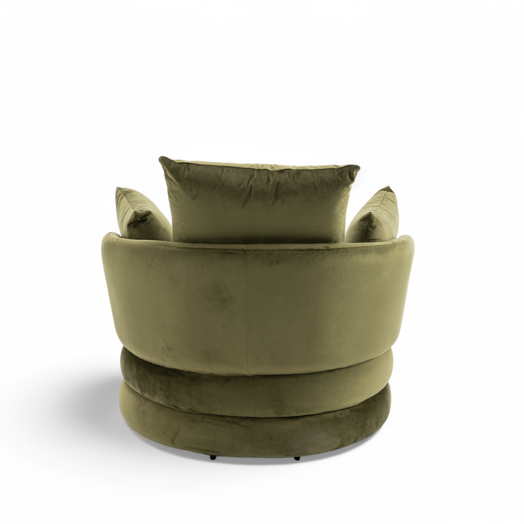Velvet Sage Green Teri Accent Swivel Chair Back