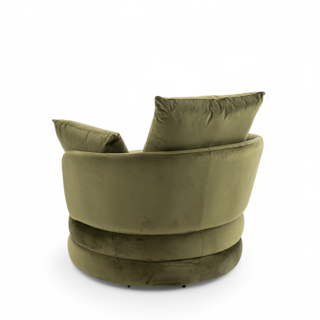 Velvet Sage Green Teri Accent Swivel Chair Back Angle