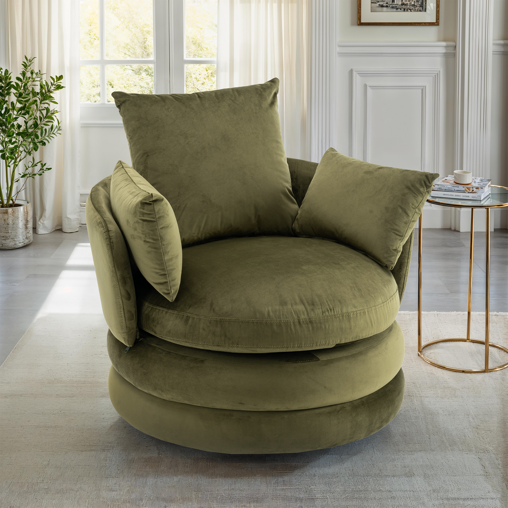 Velvet Sage Green Teri Accent Swivel Chair Background
