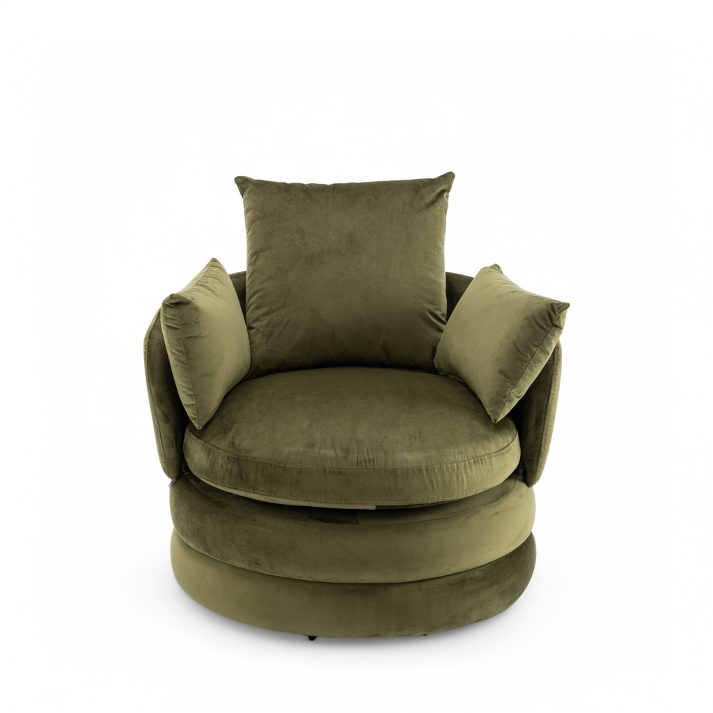 Velvet Sage Green Teri Accent Swivel Chair Front