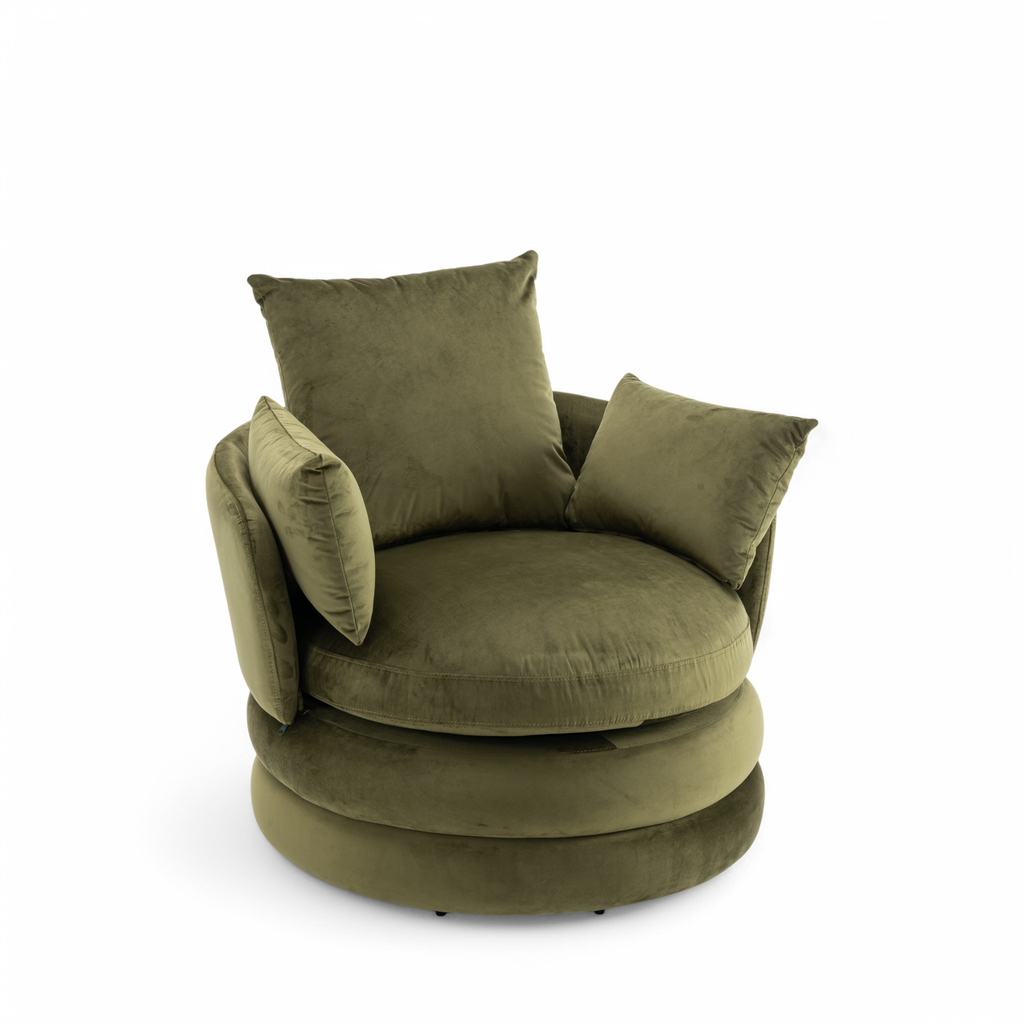 Velvet Sage Green Teri Accent Swivel Chair Front Angle