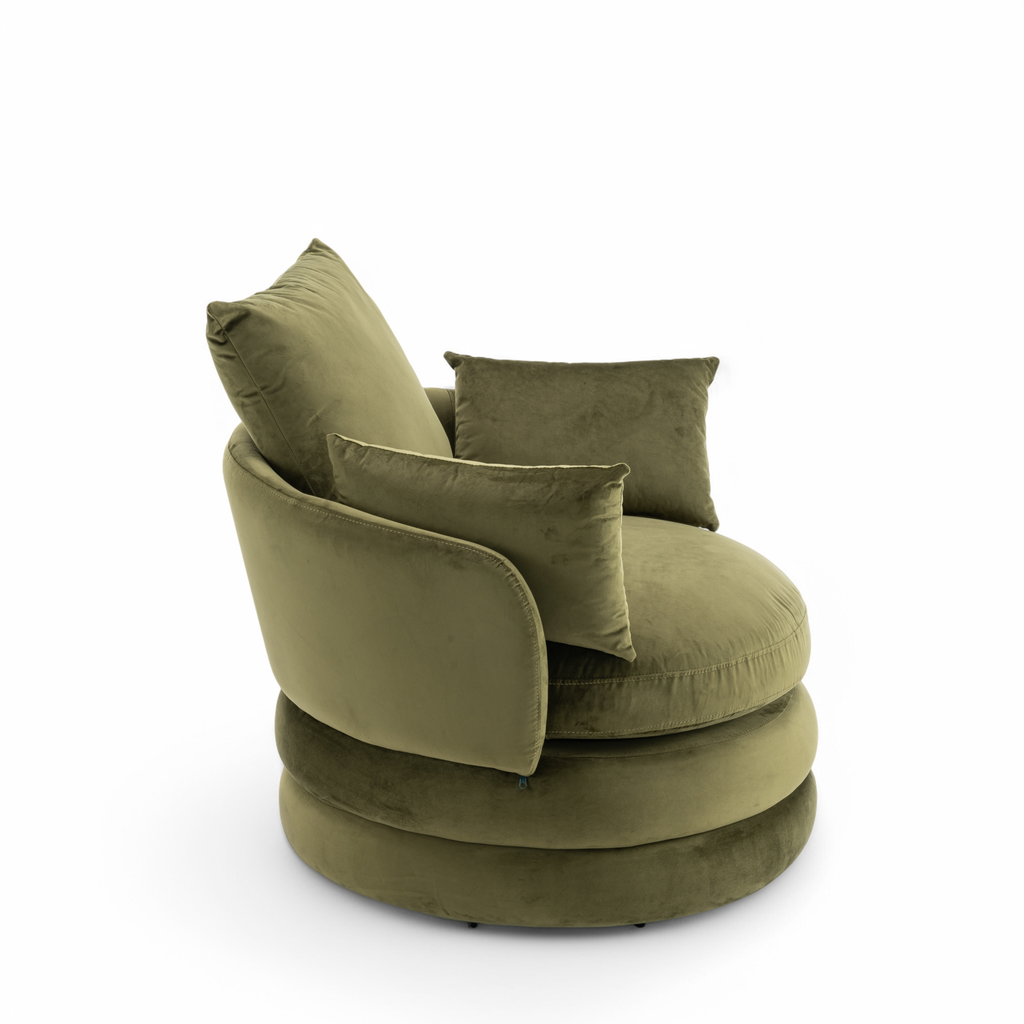 Velvet Sage Green Teri Accent Swivel Chair Side