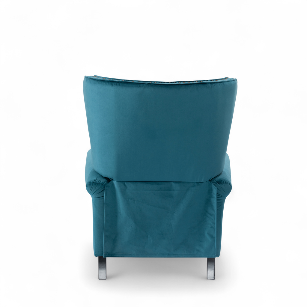 Velvet Teal Buttoned Carmona Wingback Recliner Chair Back