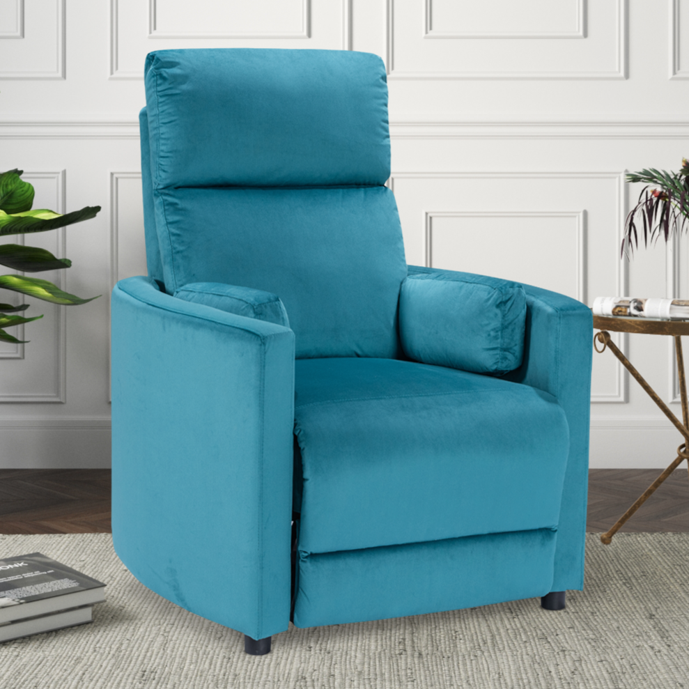 Velvet Teal Margot Manual Recliner Chair Background