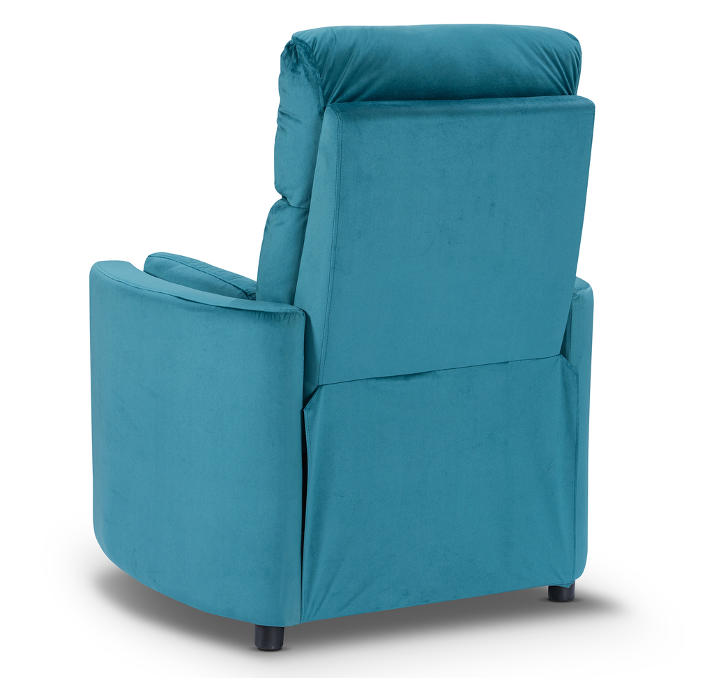 Velvet Teal Margot Manual Recliner Chair Back Angle