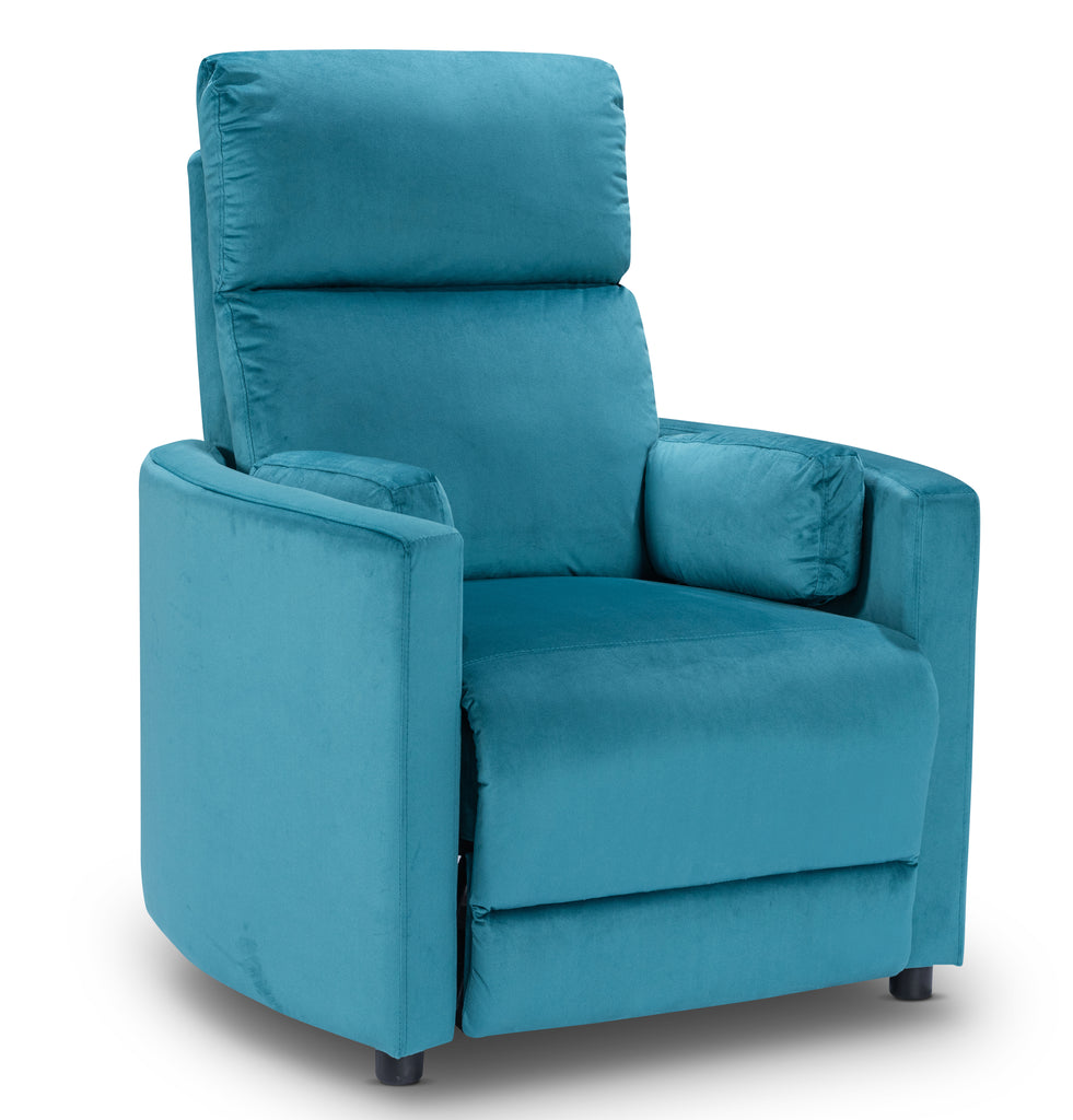 Velvet Teal Margot Manual Recliner Chair Front Angle