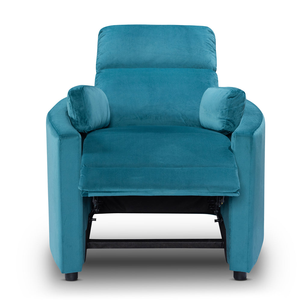 Velvet Teal Margot Manual Recliner Chair Front Reclined