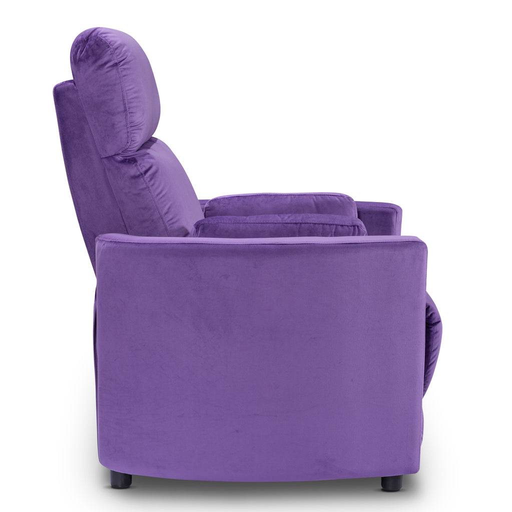 Velvet Purple Margot Manual Recliner Chair Side