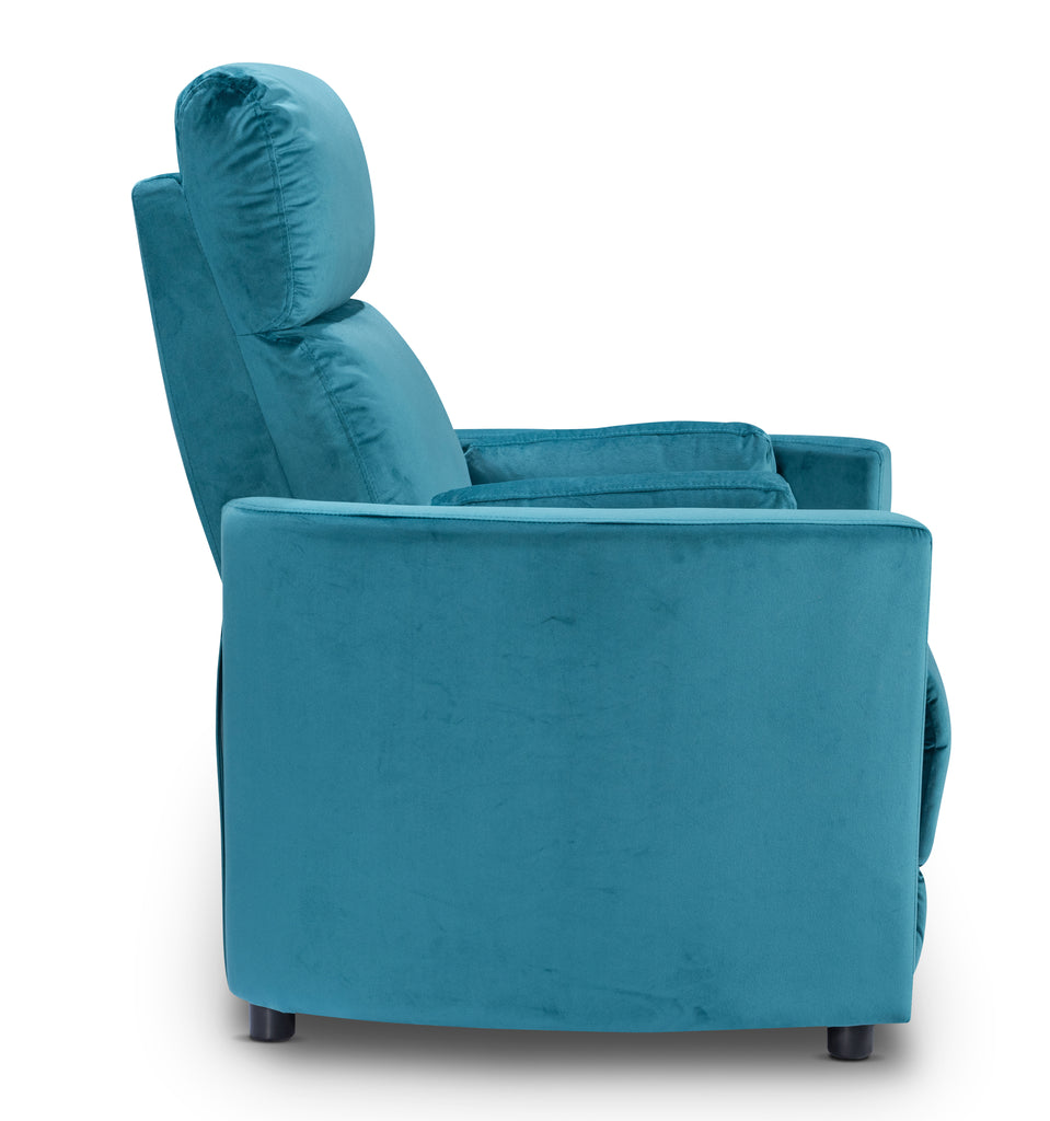 Velvet Teal Margot Manual Recliner Chair Side