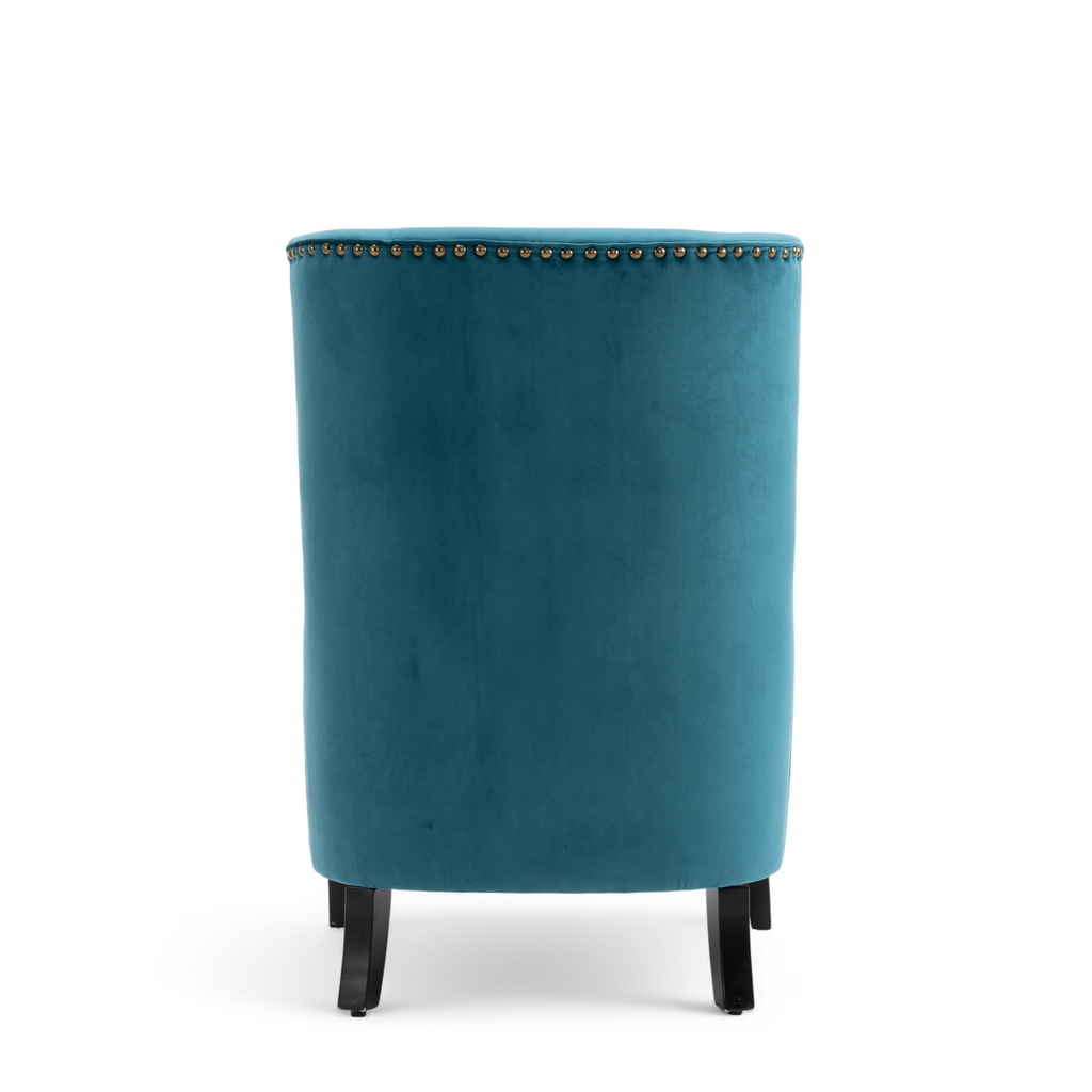 Velvet Teal Segovia Accent Wingback Chair Back