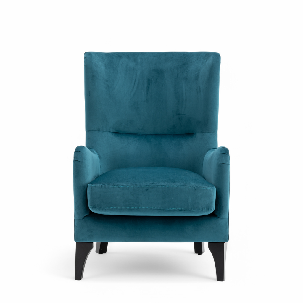 Velvet Teal Segovia Accent Wingback Chair Front