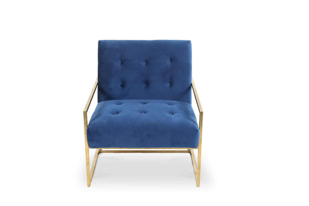 Velvet Blue Antonella Stylish Retro Occasional Chair  - Smaller Size