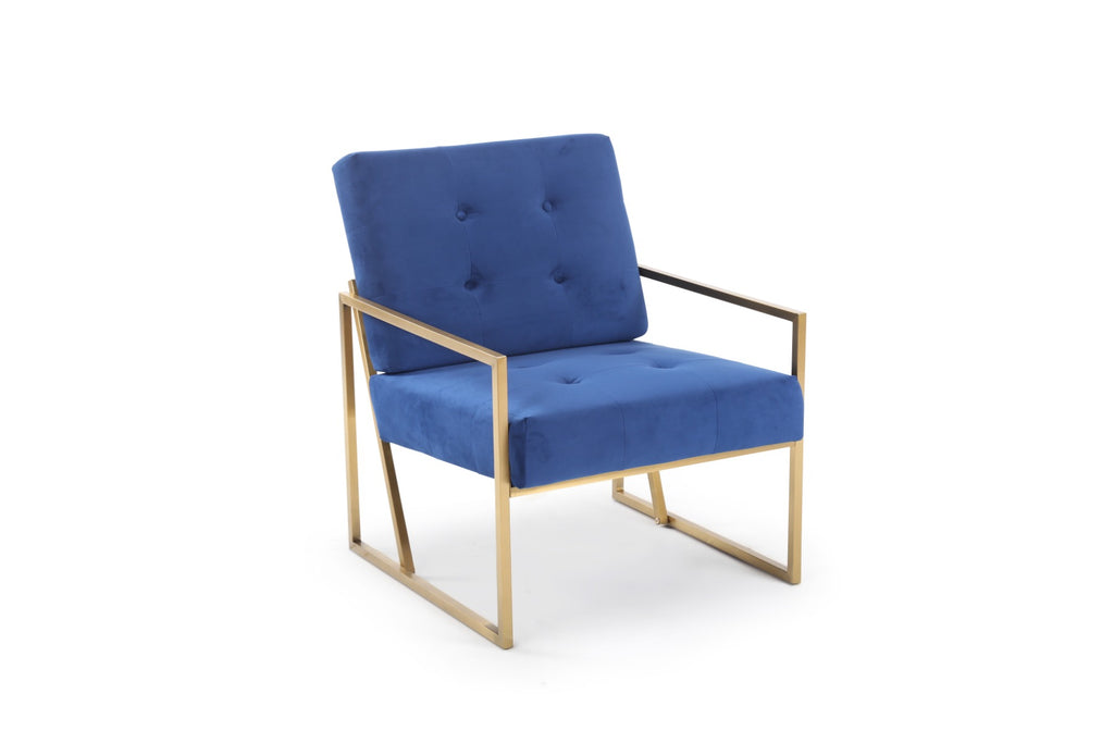 Velvet Blue Antonella Stylish Retro Occasional Chair  - Smaller Size