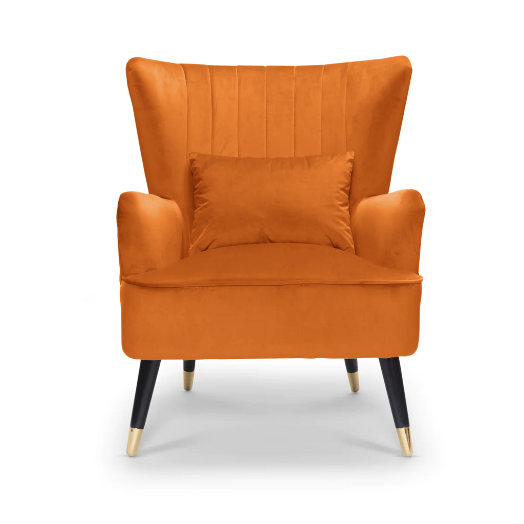 Velvet Orange Camila Accent Wingback Chair with Footstool