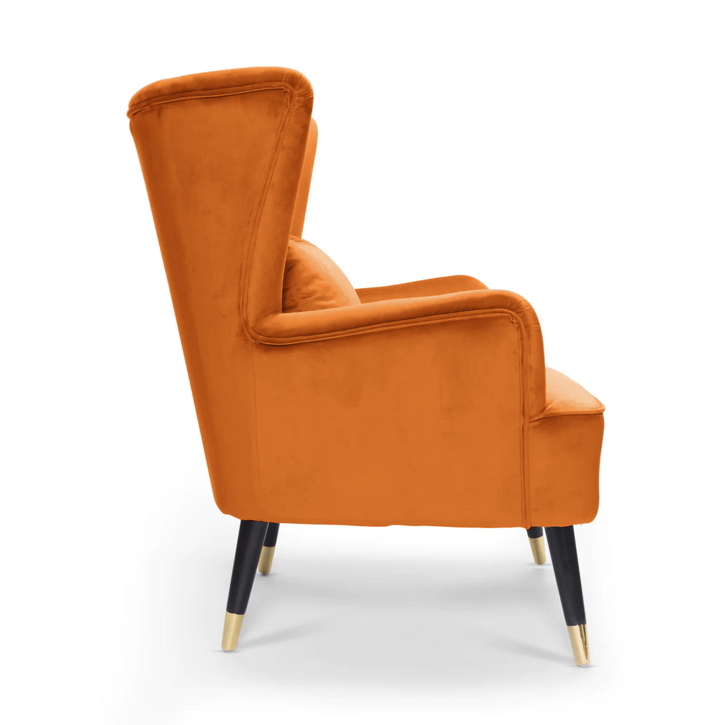 Velvet Orange Camila Accent Wingback Chair with Footstool