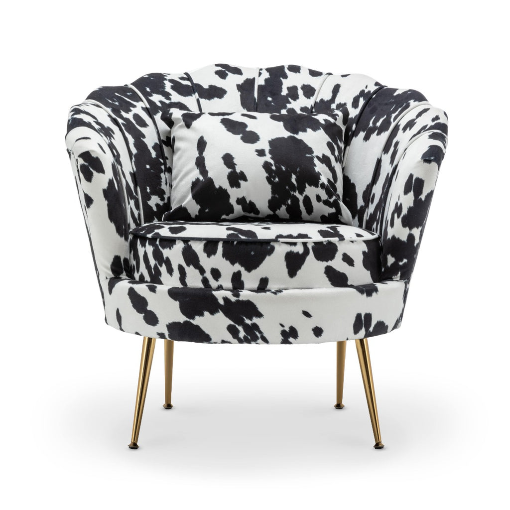 Fabric Cow Print Daisy Accent Chair