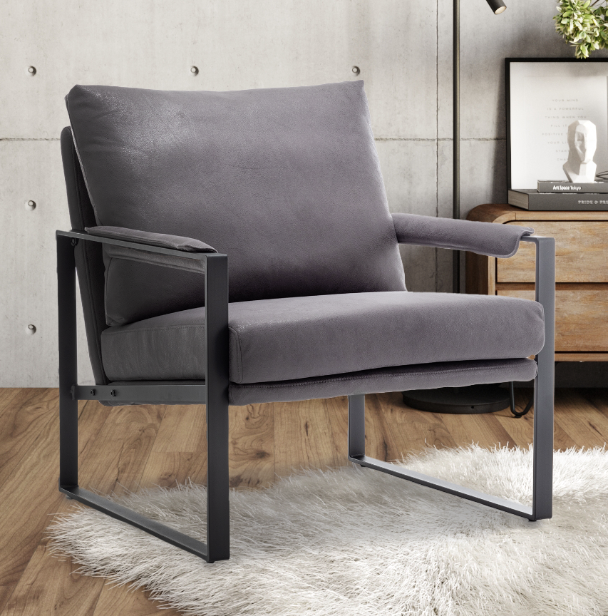 Leather Air Suede Grey Graziana Accent Chair