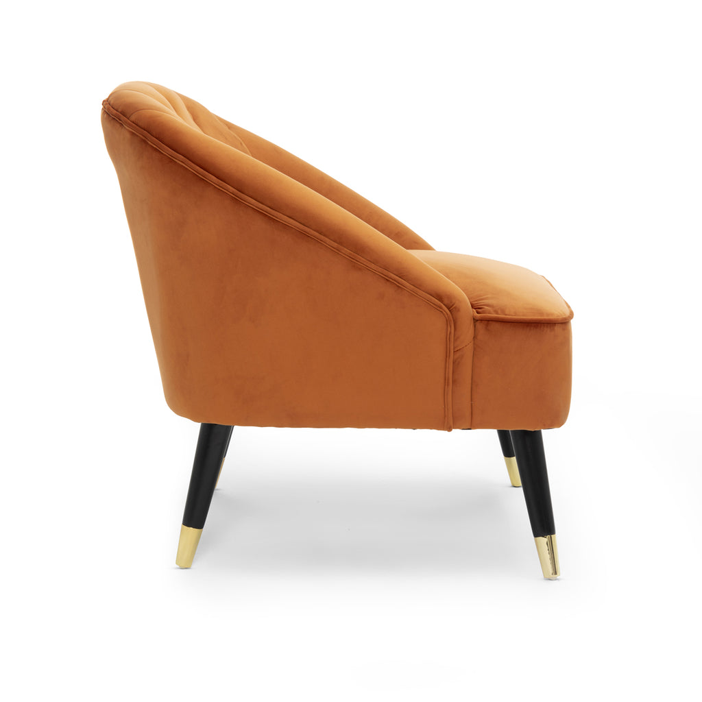 Velvet Orange Kensington Slipper Bedroom Accent Chair