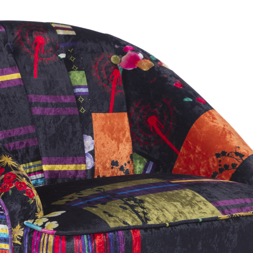 Fabric Black Patchwork Kensington Slipper Accent Chair