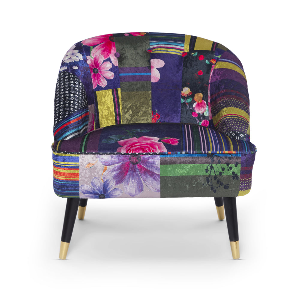 Fabric Patchwork Kensington Slipper Accent Chair
